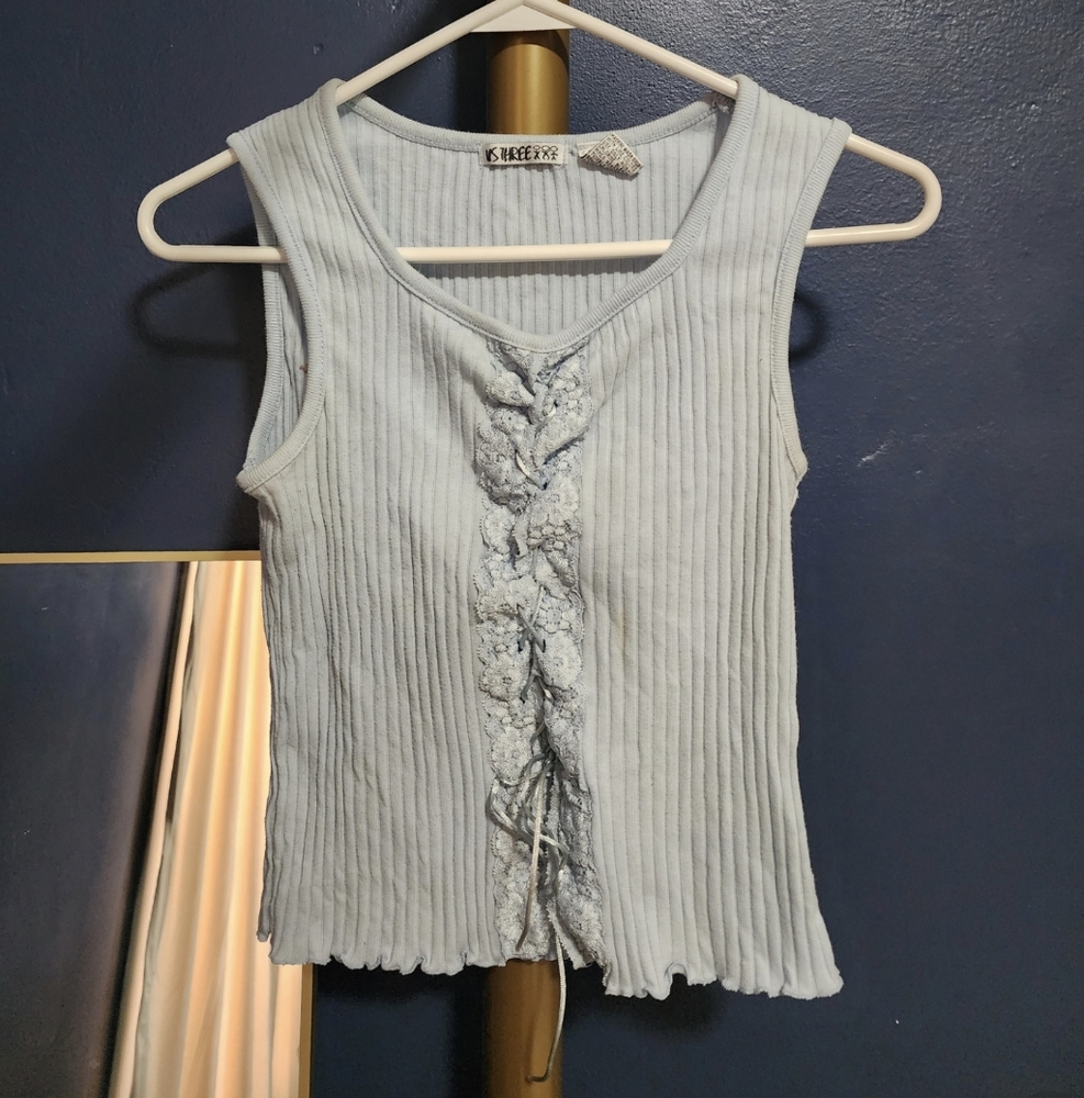 Sleeveless Ribbed Top - Light Blue
